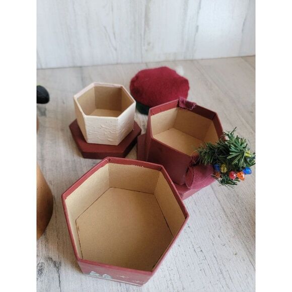 Unique Vintage Santa Claus reindeer 3 compartment gift box set - Picture 11 of 12